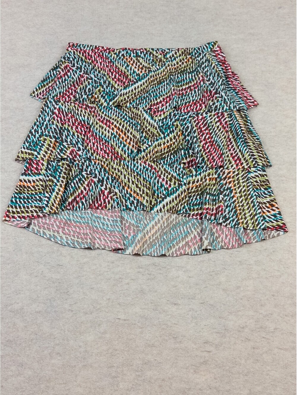Nine West Women's Medium Multicolor Patterned Ruffle Skirt
